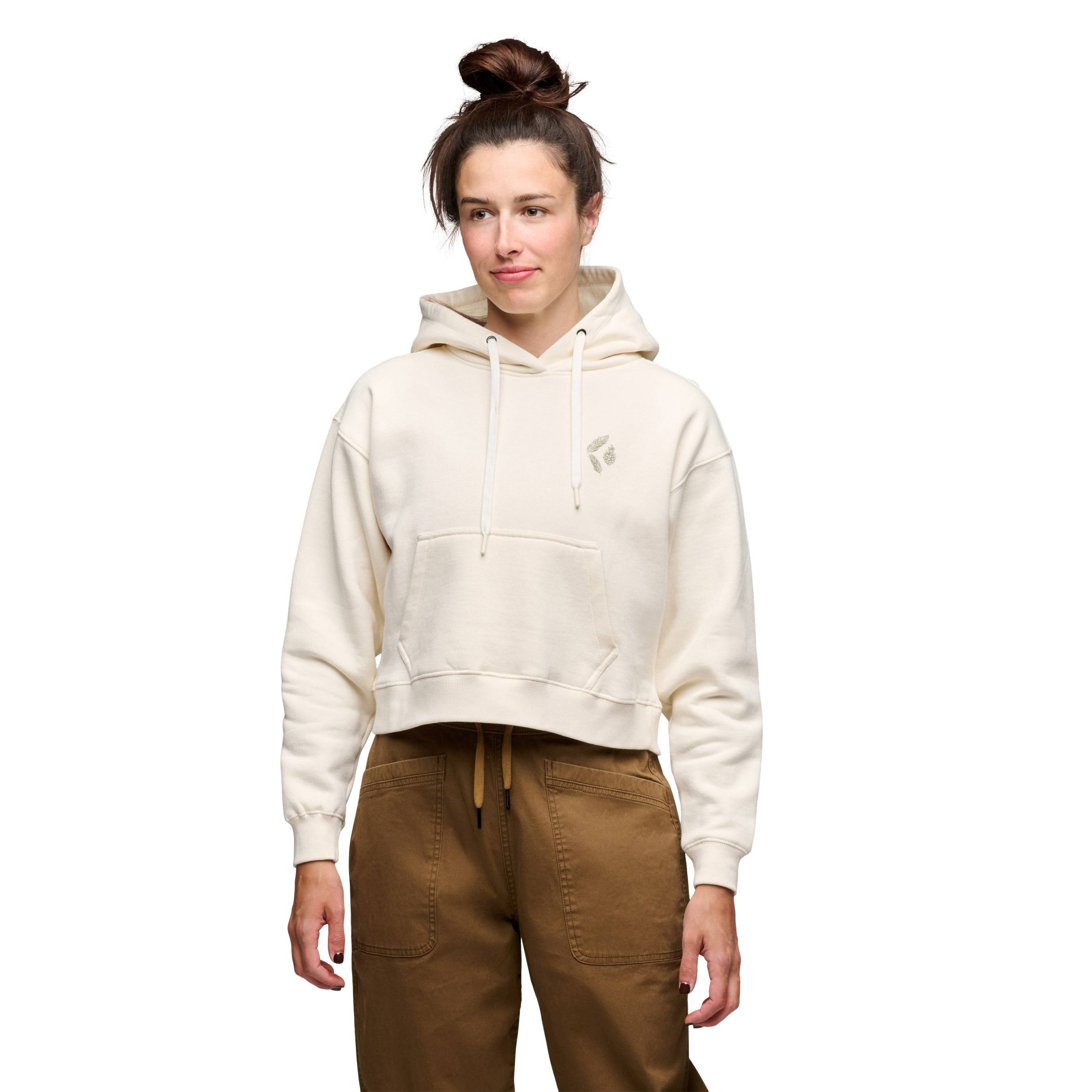 Women's Pine Diamond Pullover Cropped Hoody - Black / M