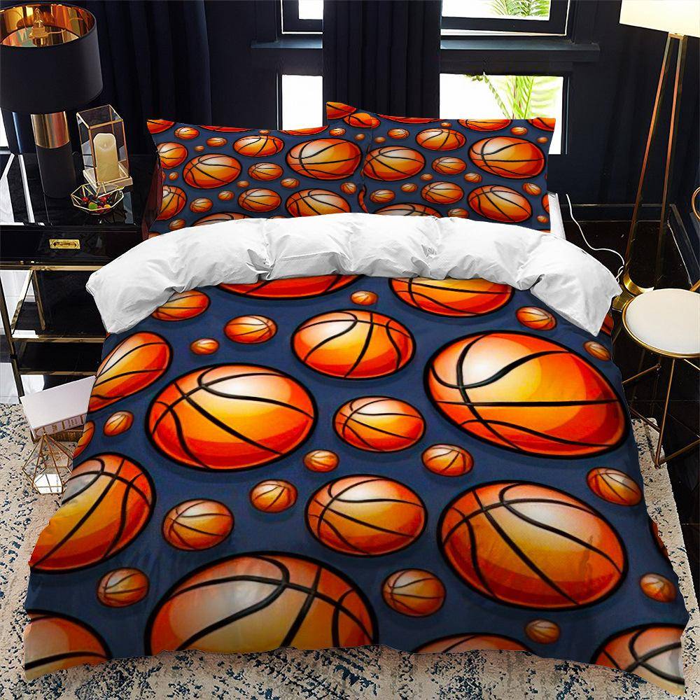 Barn Basketboll Påslakanset 3D King Queen Size Coolt Sporttema För Barn Barn Tonåringar Boll Spel Polyester Sängklädesset 155x215cm 3pcs