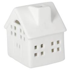 Hus i keramik med LED-belysning och timer, 6 cm