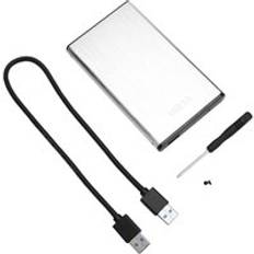 Vktech 2.5 tums hdd-fodral usb 3.0 to sata-adapter 6 gpbs extern hårddisk hårddisk hölje stöd 8tb 2.5 "hdd ssd diskbox - silver--