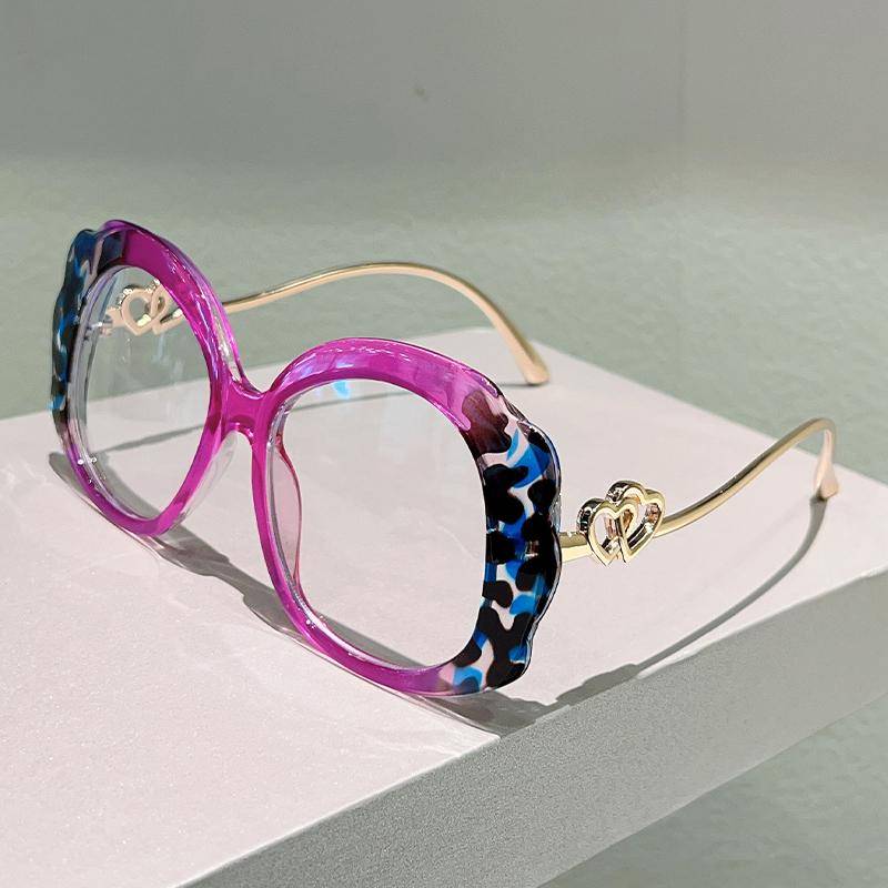 Stora runda glasögon för kvinnor Nya moderiktiga flerfärgade optiska bågar Trendiga vintage lyxiga märkesdesignade glasögon transparent lenses