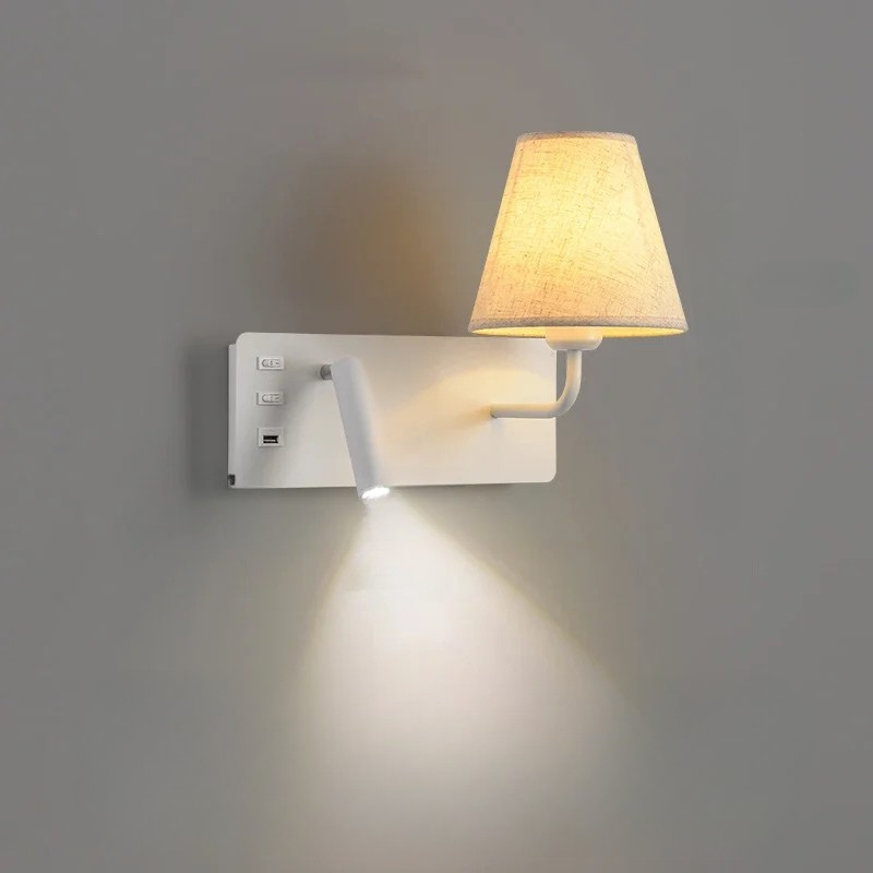 LuminoWall - Minimalistisk USB Vägglampa med Läsbelysning - Vit Höger / Kallvit (5.500-7.000 K)