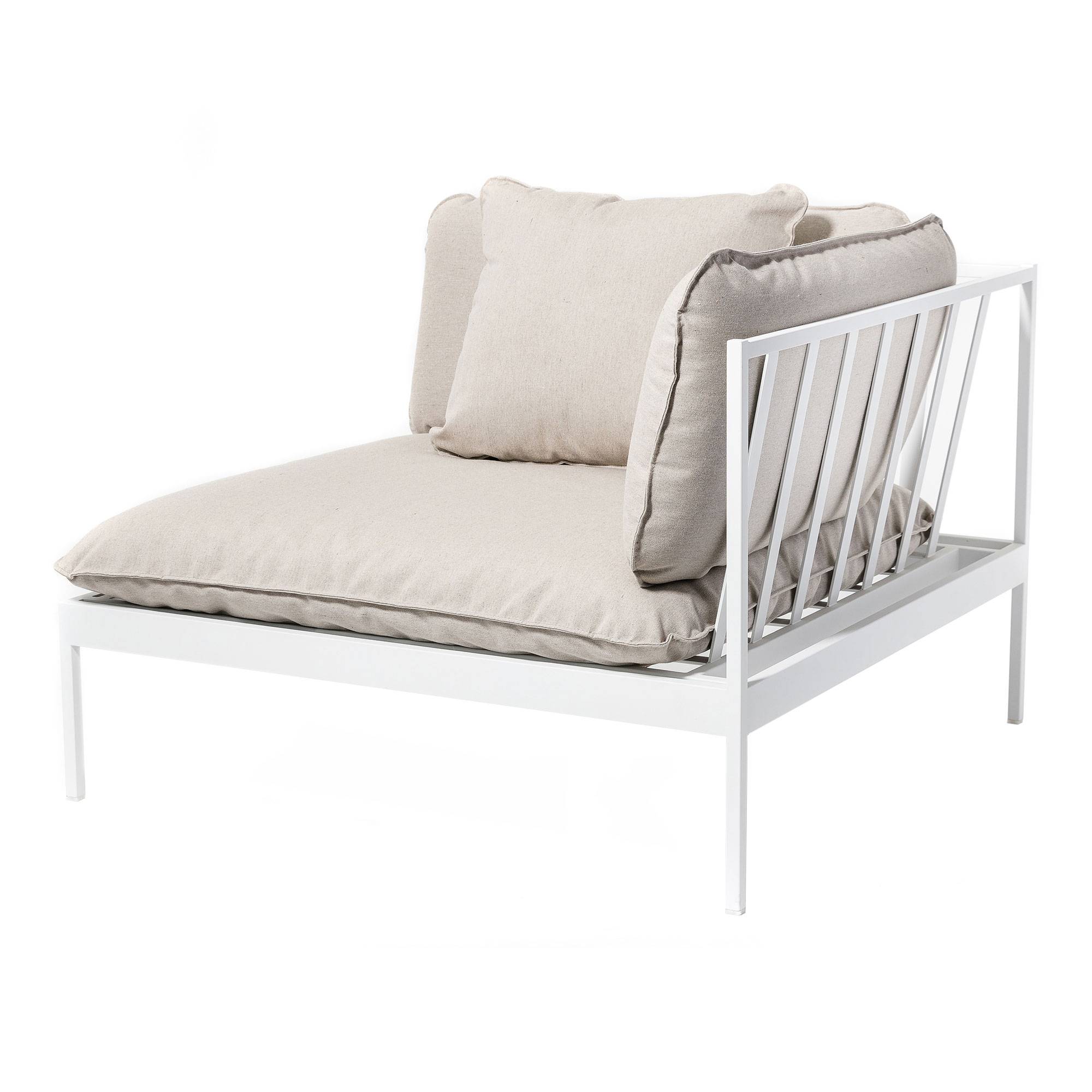 Skargaarden - Bönan Lounge End Sofa, Light Grey Aluminum Frame, Cushion Light Grey Sunbrella Ashe - Soffor utomhus - Studio Norrlandet