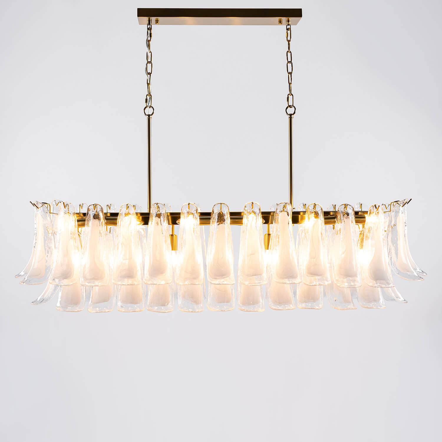 Avlång Kristallkrona 120cm Mässing/Klar - Livorno | Taklampa | Vesani