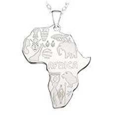 Sopodbacker Hängsmycken halsband hänge kedja män kvinnor smycken afrikansk karta halsband hiphop djur elefant hänge halsband silver + kedja 60 cm