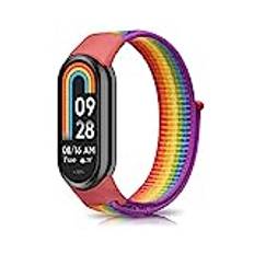 Niboow Armband för Xiaomi Smart Band 9/Xiaomi Smart Band 8, Herr Dam Andas Nylon Justerbar Sport Ersättningsrem för Xiaomi Mi Band 9/Xiaomi Mi Band 8 - Regnbåge