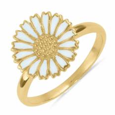 12 mm marguerit blå ring i forgyldt sølv - Marie