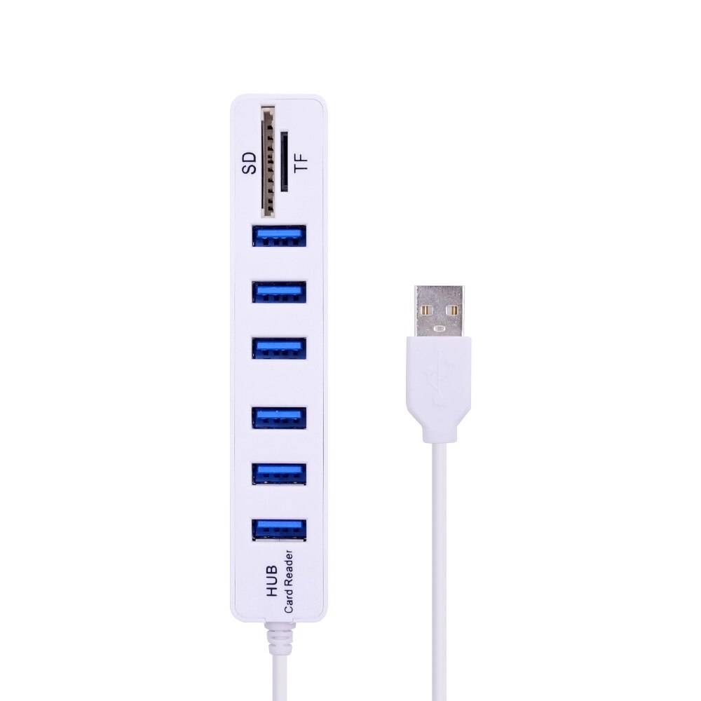 Chipal 3 portar usb 2.0 hubb 6 portar usb 2.0 splitter + kortläsare mini 2 in 1 kortläsare för sd tf micro sd för windows xp /7/8 vist