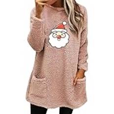 Vardaglig dubbel luddig sweatshirt fuskdragkedja pullover tröjor kappa ytterkläder basic sweatshirt kvinnor, Rosa, S