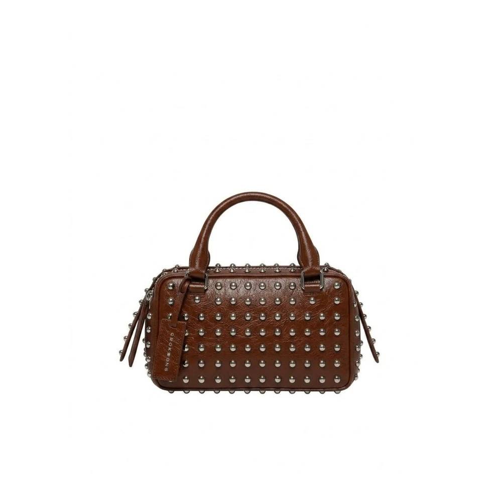 John Richmond Bauletto med metalnitter og dobbelte top-håndtag - Tasker - Dame - Brun - ONE SIZE -