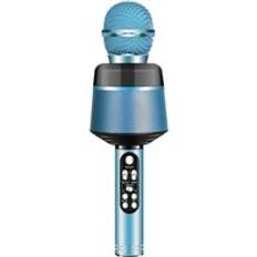 Trådlös bluetooth karaoke mikrofon högtalare ktv musikspelare sång inspelare handhållen kondensator mikrofon sång - Blå