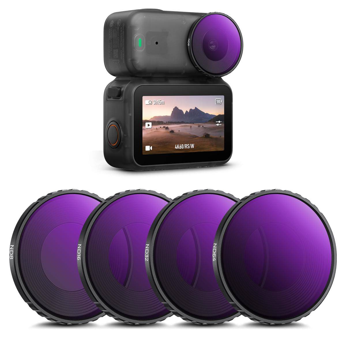 KENTFAITH K&F CONCEPT ND Filter Set Compatible with DJI Osmo Nano Vlogging Camera, 4 Pack Multicoated HD Optical Glass ND8 ND16 ND32 ND64 Filters, Action Camera Lens Accessories