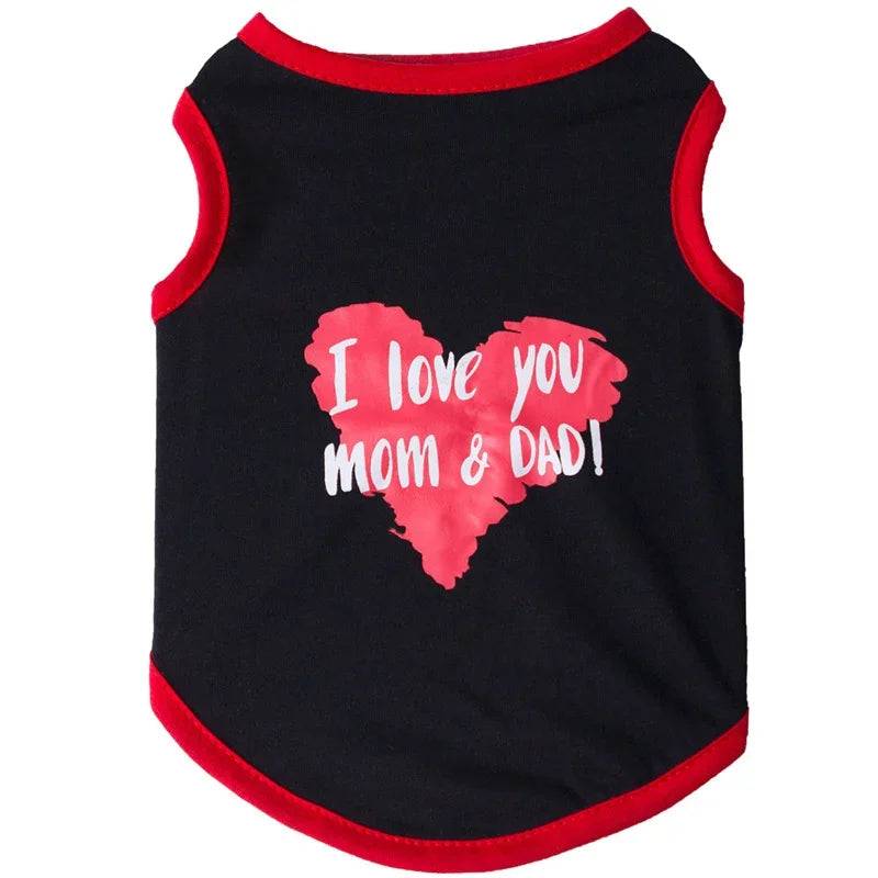 Printed Sleeveless Vest for Cats & Small Dogs - Black Mom Dad / XL-suit 5-8kg / SPC (XL-suit 5-8kg)