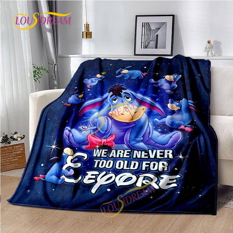 Tecknad Eeyore Filt Varm och Bekväm Hem Flanellfilt Säng Soffa Överdrag Vandring Kontor Hem Fritid Varm Filt