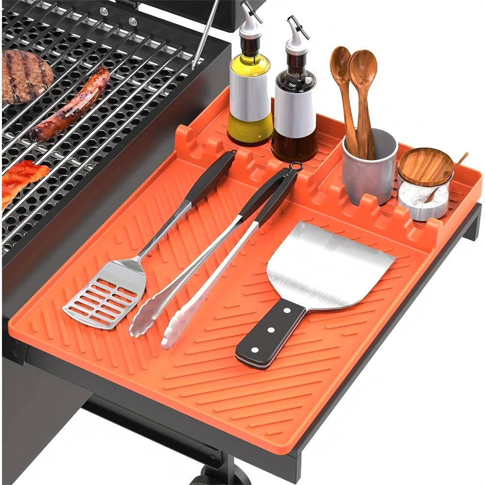 1PC，Silicone Grill Mat Mat Drip Pad Spatula Mat Food Grade BBQ Pad Outdoor Grill Kitchen Grill Side Shelf Tools Griddle Tools