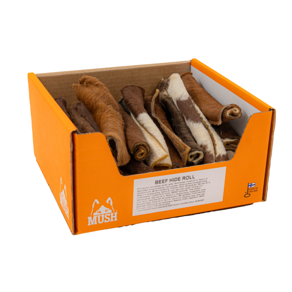 MUSH Beef Hide Roll L ca 20 cm - finländsk nöthud med päls