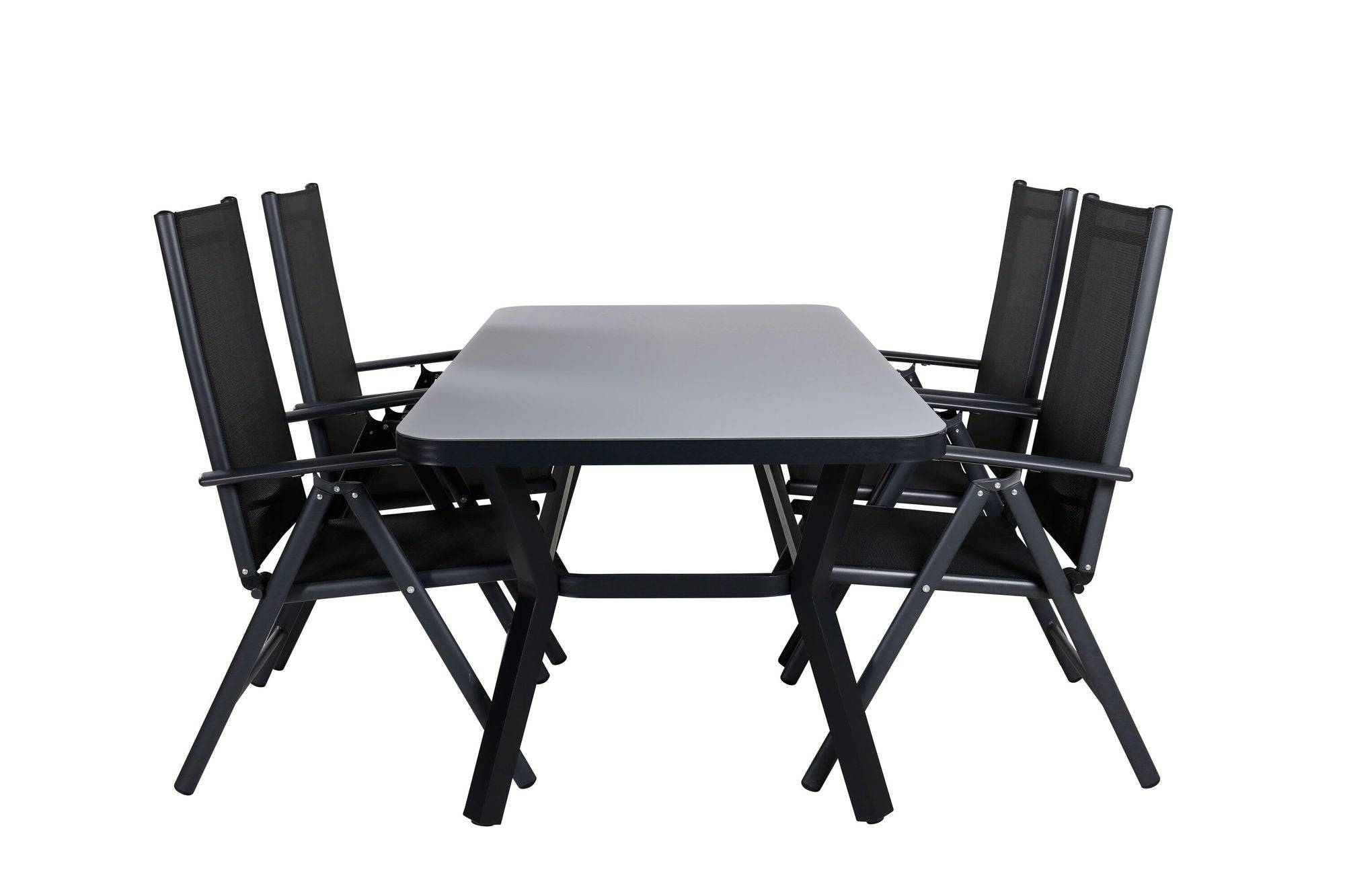 Venture Home Virya spisebord - BLACK Alu / Grey Glass - small bord+Break 5:pos stol - Black/Black_4