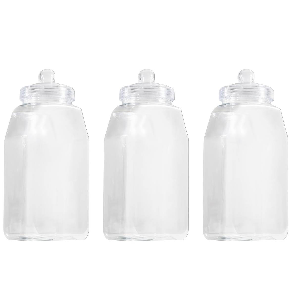Pack Of 3 1165ml Clear Plastic Rectangular With Screw Top Lid Candy Storage Container Reusable Treat Jar For Sweets Biscuits Chocolate Pantry Kitchen Party Display