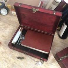 Vintage trä skattkista förvaringsbox lås organisator fall fallbar mini liten trä heminredning behållare prydnadssmycken bin - 23 x 16 x 7.5cm