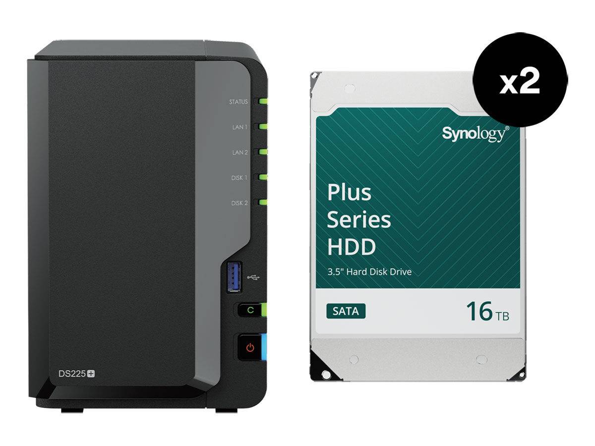 DS225+ NAS with 2 x 16TB HAT3310