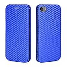 Telefon Flip Case Compatible with iPhone iPod touch 5 6 7 Case Luxury Carbon Fiber PU och TPU Hybrid Case Fullständigt skydd Stötdämpad flipväska Compatible with iPod Touch 5 6 7 Telefonskydd(Blu)