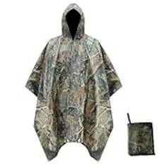 Vastsea Regnjacka, fuktskydd, kamouflage, regnponcho, kamouflage, regnjackor, vattentät regnrock unisex, för vandring, camping, utomhusaktiviteter, Grön, L