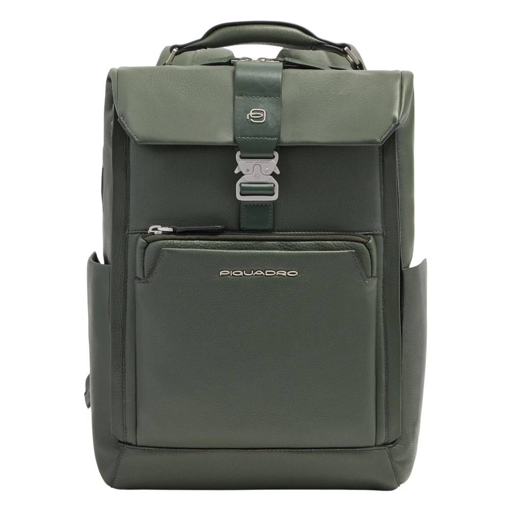 Piquadro Læder 15-6" Laptop Rejsetaske med Trolleyrem - Tasker - Herre - Grøn - ONE SIZE - Læder