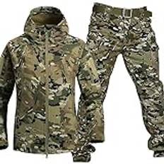 Waterproof Camouflage Military Uniform Suit, Men's Tactical Jacket and Pant Set, Military Soft Shell Suits, Army Combat Militar Clothes Suit, Camo Uniforme for Outdoor,05,XXL