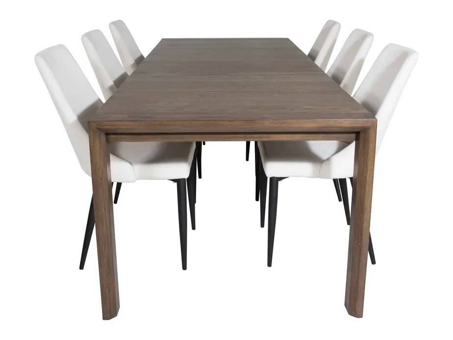 Venture Design Slider & Leone spisegruppe Natur/beige 6 st stole & borde 170 x 95 cm