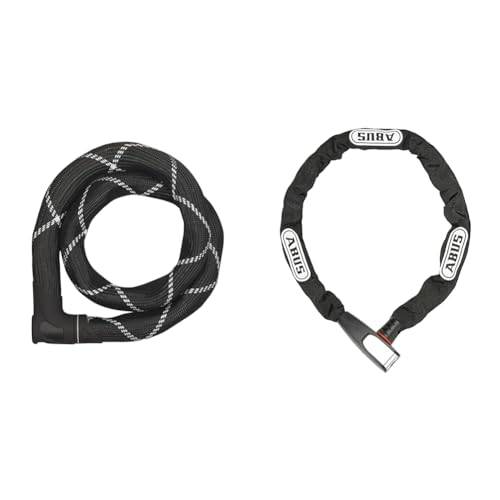 ABUS Kettenschloss Iven Chain 8210 – Fahrradschloss aus gehärtetem Stahl & Kettenschloss Steel-O-Chain 8807K – Flexibles Fahrradschloss aus gehärtetem Stahl – ABUS-Sicherheitslevel 8-110 cm - Schwarz