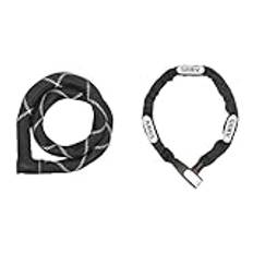 ABUS Kettenschloss Iven Chain 8210 – Fahrradschloss aus gehärtetem Stahl & Kettenschloss Steel-O-Chain 8807K – Flexibles Fahrradschloss aus gehärtetem Stahl – ABUS-Sicherheitslevel 8-110 cm - Schwarz