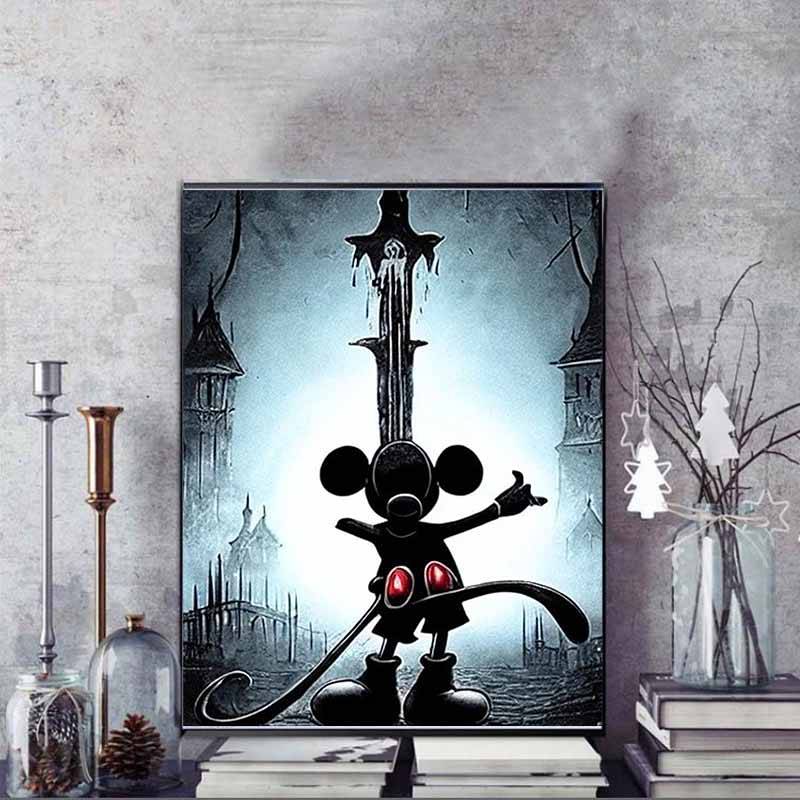 Disney Diamantmålning Kingdom Hearts Mickey Silhuett Tema 5D DIY Diamantmålning Mosaik Disney Tecknad Hundmönster Strass Set Heminredning Gåva