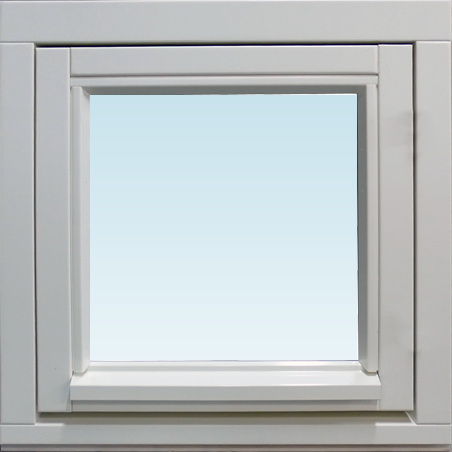 Dala Fönster DF sidohängt fönster utåtgående 480x480mm överhängt 1-luft, insida trä utsida trä, 3-glas  (5x5)