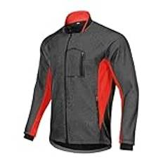 Herr Ridning Cykling Cykling Regnjacka Vinter Fleece Varm Jersey Bike Cycle MTB Regnjacka Vattentät andas termorockar med dragkedja,Red-XL