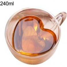 Dubbel vägg kärlek hjärta handtag kaffe te värme kalltåligt ofarligt hög borosilikatglas isolering kopp drinkware