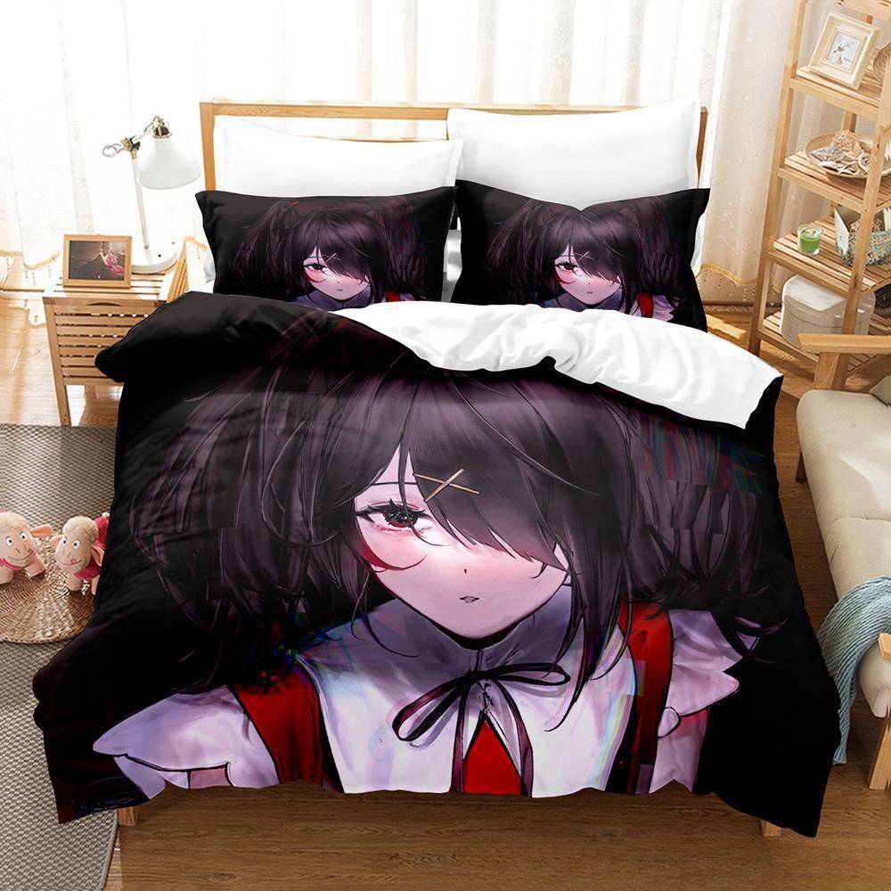 Ny 3D-tryck Anime Kawaii GirlsNEEDY GIRL OVERDOSE Sängklädesset Tecknad Anime tredelat Set Vuxen Barn Sovrum Påslakanset EU single(135x200cm)