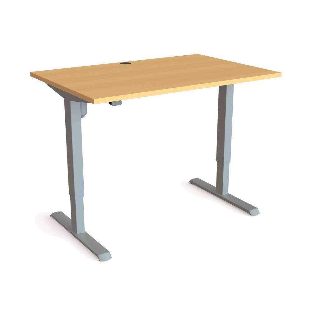 ConSet 501-33 Hæve-/sænkebord 120x80 cm, bøg med sølv stel.