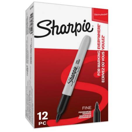Marker Fine 1,0mm sort, Sharpie S0810930, 12stk