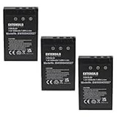 EXTENSILO 3 x batteri kompatibel med OM System OM-5 kamera (1 000 mAh, 7,4 V, Li-Ion), infochip