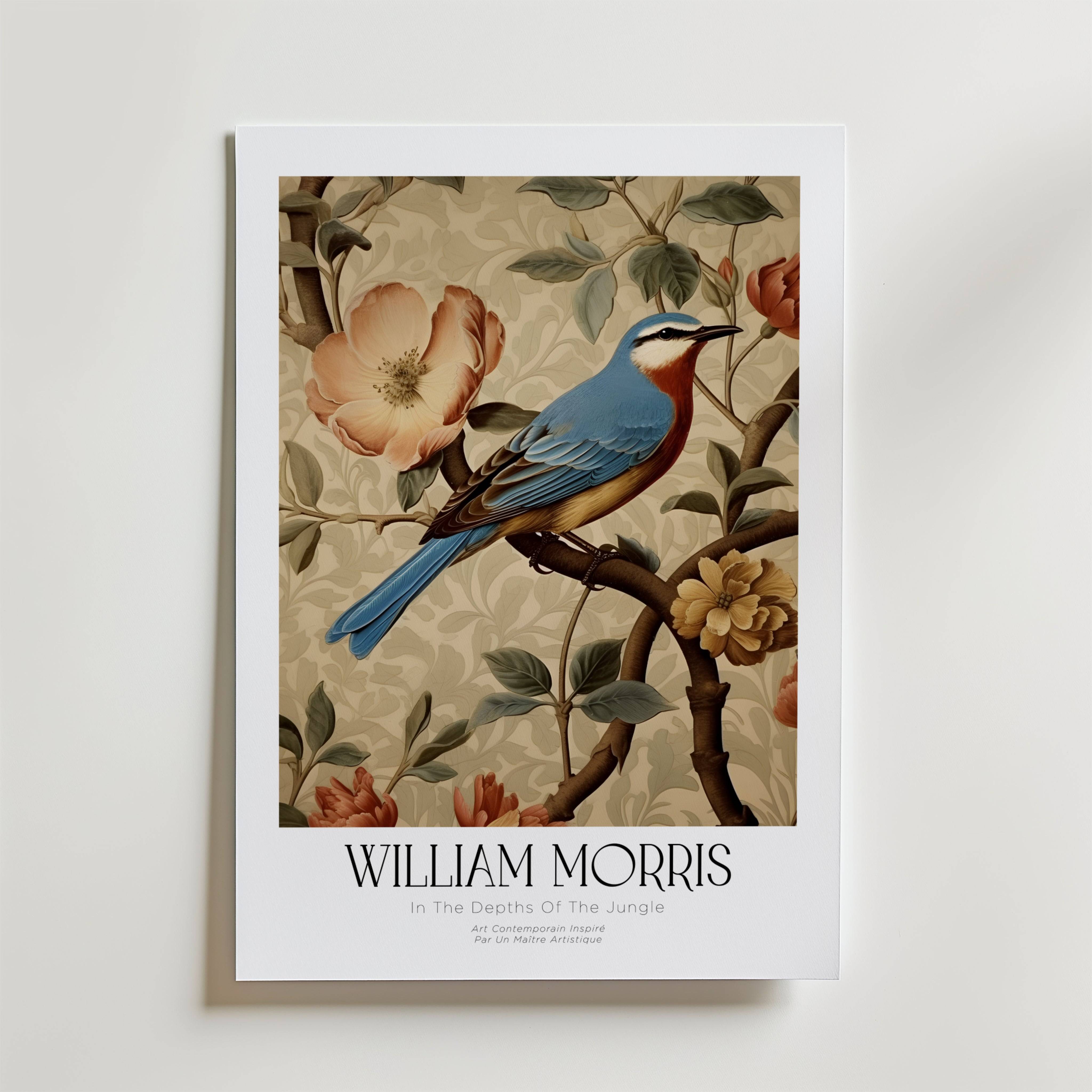 William Morris Bluebird Blossom Poster - Premium Canvas 30x40 cm