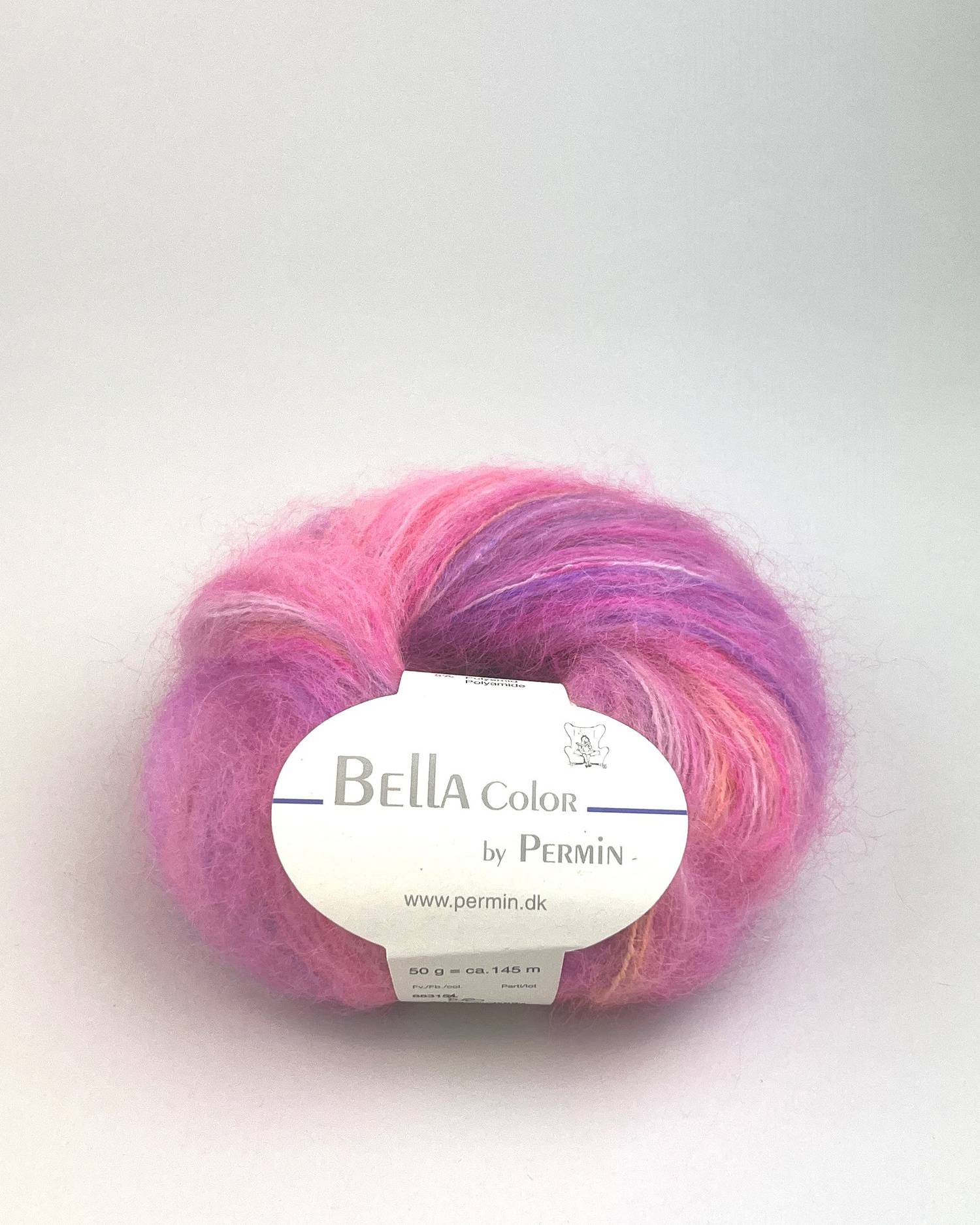 Bella Permin garn - Mohairgarn med ullgarn & polyamid - fv 883188 Color Neon Pink