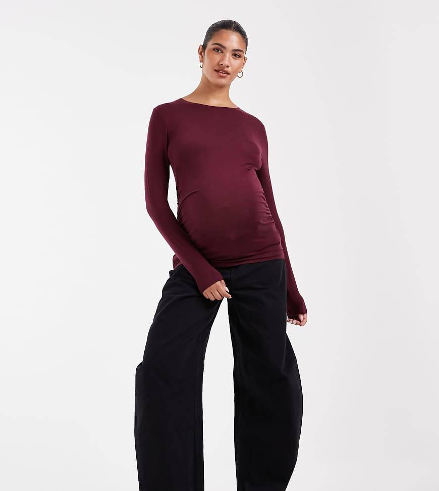ASOS DESIGN Maternity jeans med hög midja och barrel leg i svart