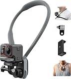 TELESIN° snabbfrigörande nackfäste för DJI Osmo Action 5 Pro/4 GoPro Hero 13 12 11 10 Insta360 Samsung, pov nackhållare med fast bröstrem, Vlog-tillbehör (med klämma, 1/4-adapter)