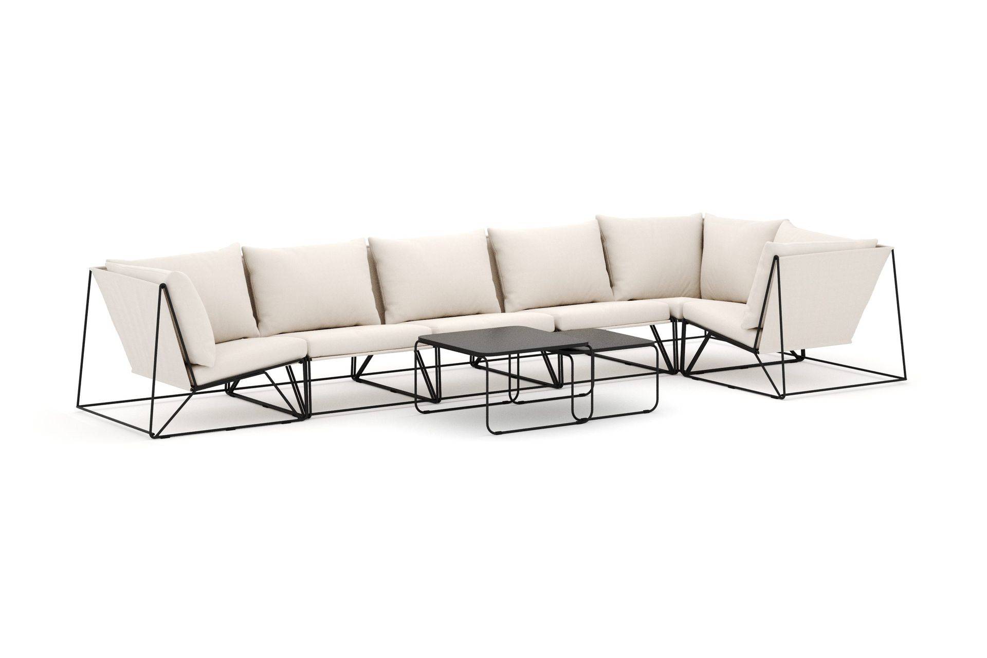 Comfort Garden Usteryd utomhus hörnsoffa 6-sits vändbar - Svart/Beige Loungesoffa