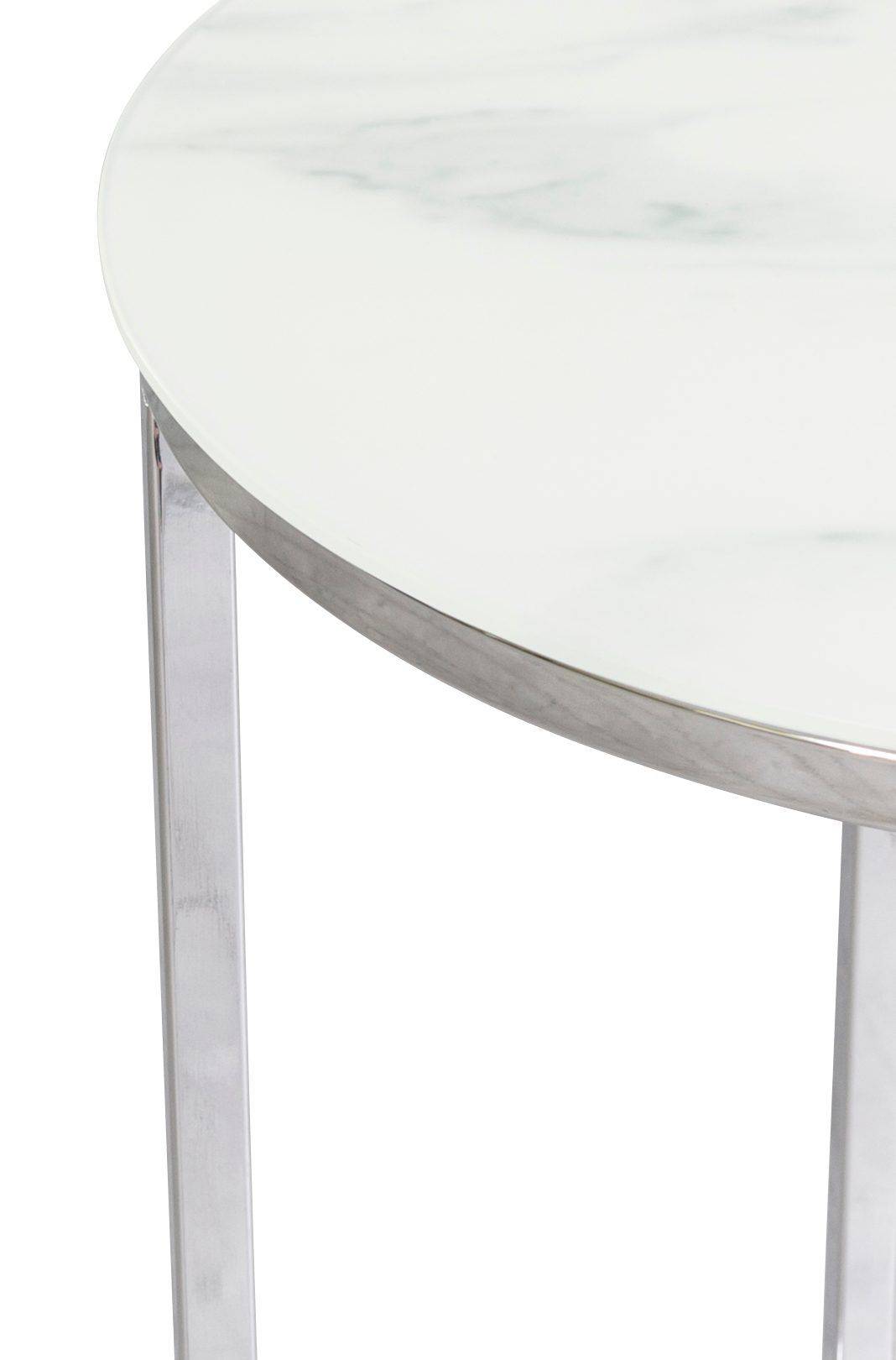 Palasso runt Lampbord Ø40 cm - Krom / Ljus marmorering Brickbord & småbord Glas