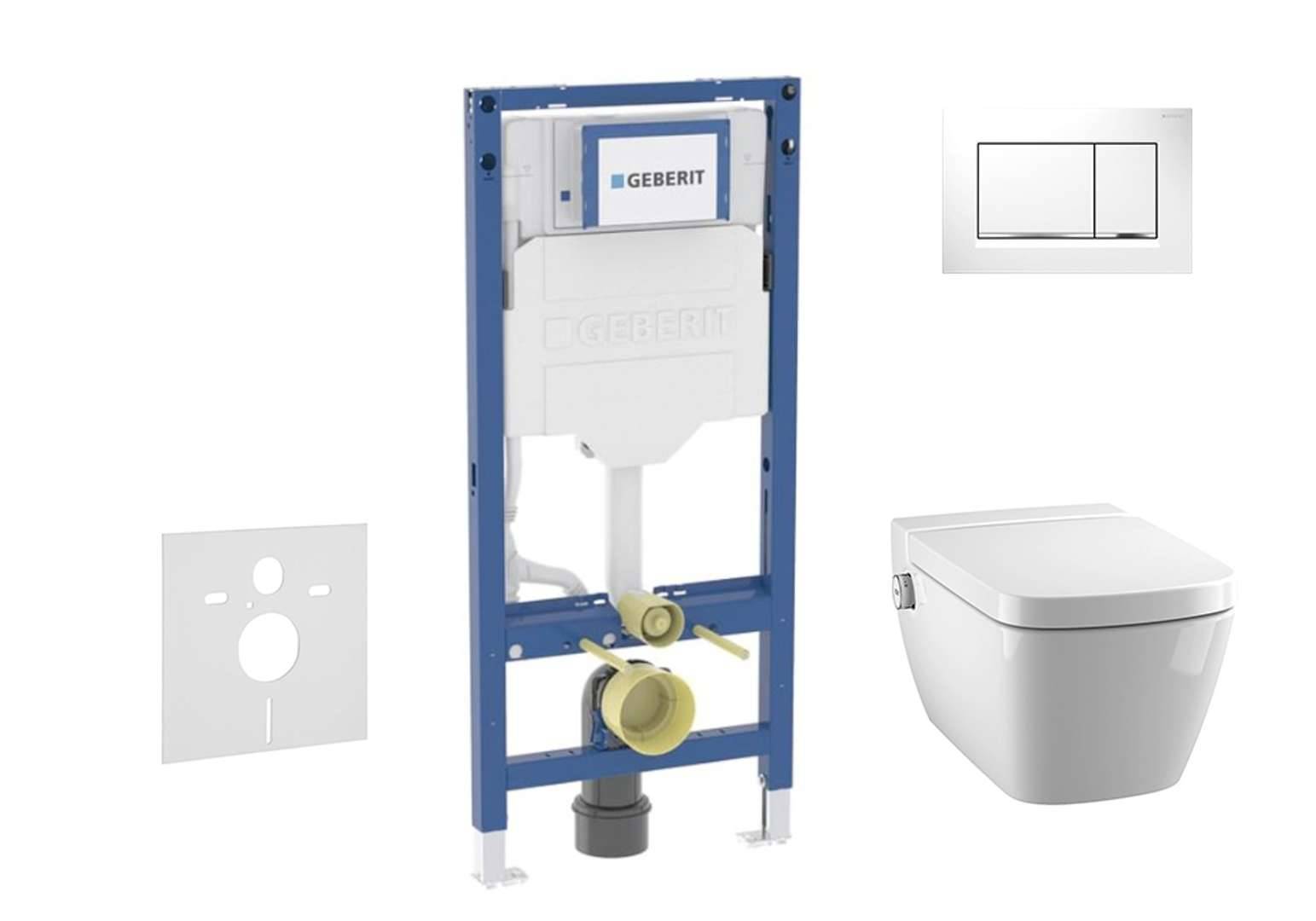 Geberit Duofix - Sæt til vægmontering, TECEone-toilet og softclose-sæde, Sigma20-knap, hvid/blank krom SANI11CT3104