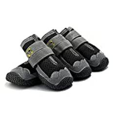 7HAHA3 Husdjursskor berg sulor hundstövlar med halkfria gummi reflekterande remmar för promenader löpning alla väder neopren tassskydd, grå, 5 (5,3 cm 13 kg)