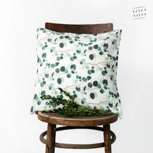 Linen Tales Linen Tales Linen Cushion Cover Eucalyptus on White