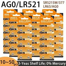 AG0 SR63 LR69 LR521 379A 1,5 V alkaliskt knappcellsbatteri – ersättning för SR521SW D379 379 | Watch Toys fjärrnyckelring kalkylator liten elektronik (10 st,30 st,40 st,20 st,50 st)