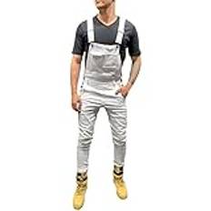 Herr blå hängselbyxor jeans hängselbyxor säckig arbets-jeansoveraller denimbyxor överdimensionerade överstorlekar Y2K hip hop jeans med fickor smal passform cargobyxor skinny fit arbetsbyxor sommar